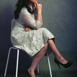 🌟Rare 60s Luxury Vintage Cocktail Dress Mint Green& Gold Brocade jacquard Dress